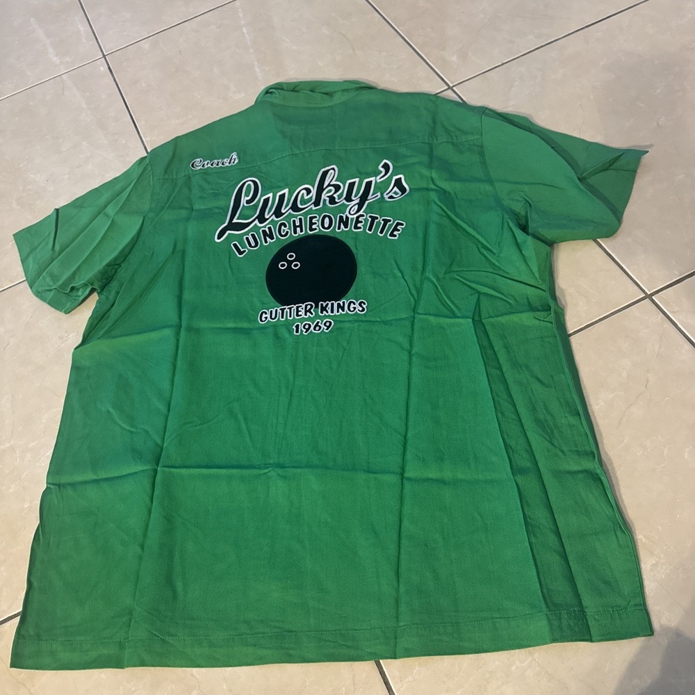 NWT VTG Lucky Brand Bowling Shirt L 90's Gutter Kings Chainstitch Satin Rayon